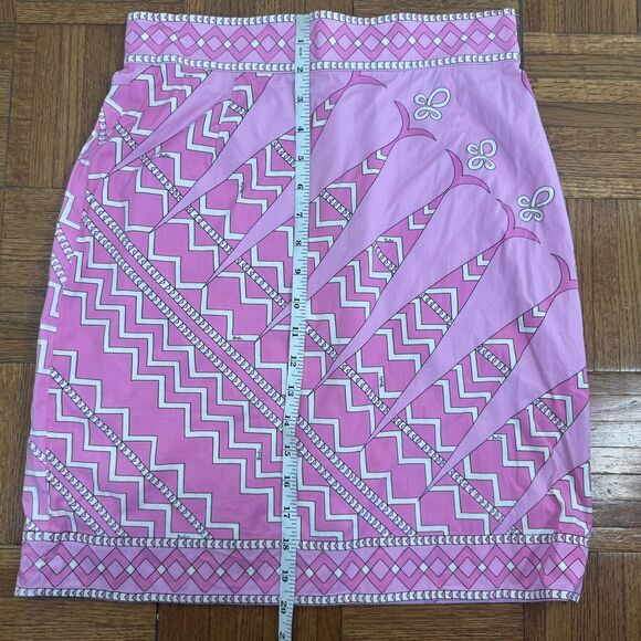 EMILIO PUCCI Silk skirt Zigzag pattern pink Sz US 14 - Picture 8 of 13